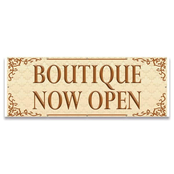 Boutique Now Open Banner Concession Stand Food Truck Single Sided